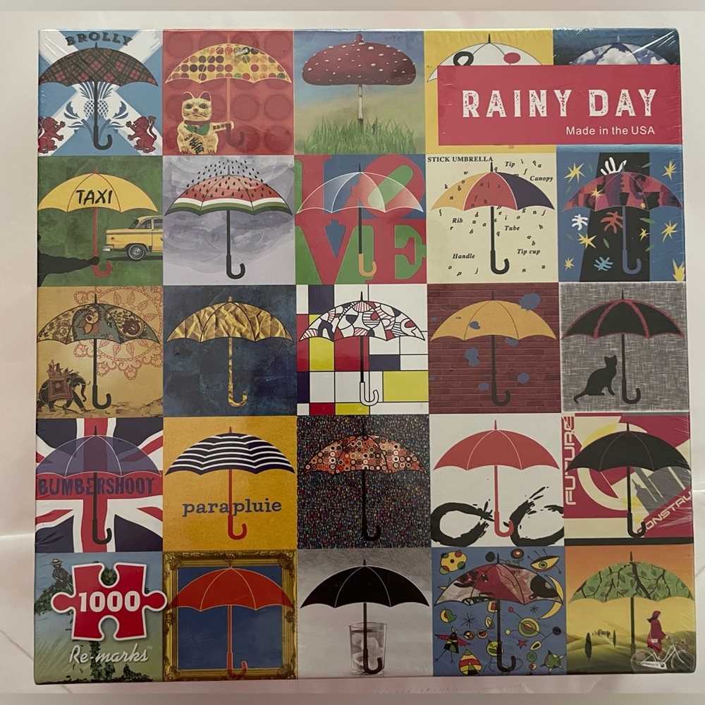 Rainy Day Umbrella Puzzle Wall Art - Multi-Color